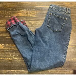 Maurices Jeans Women Large - XL Length - Red & Black checkered at bottom